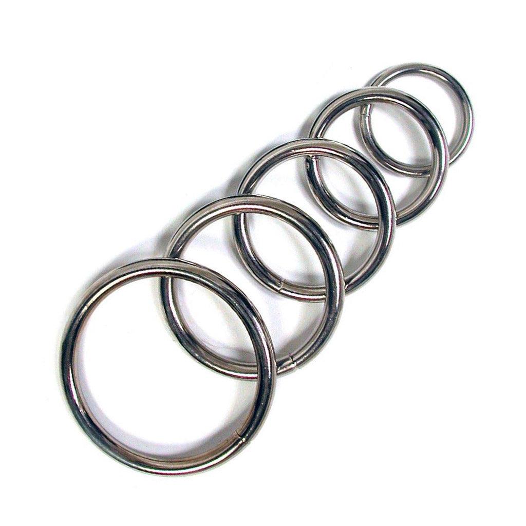 Five Nickel Plated O-Rings are displayed against a blank background. They are arranged by size, with the largest at the bottom and the smallest at the top.