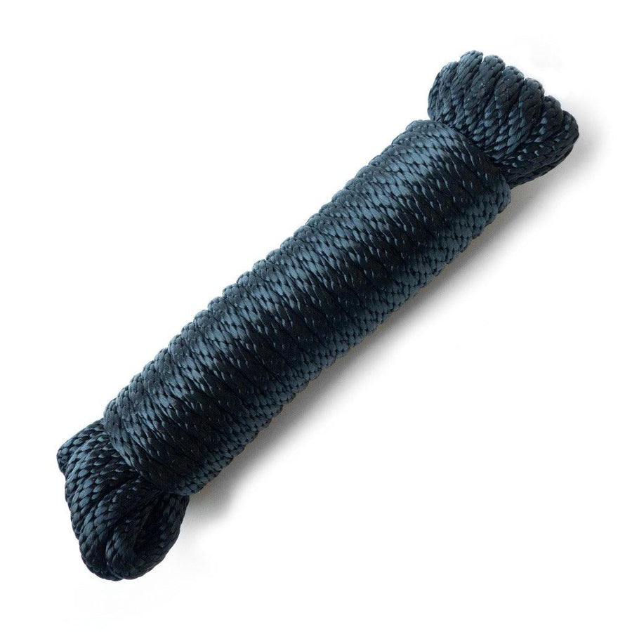 The 25 foot Black Nylon Rope is shown coiled neatly against a blank background.