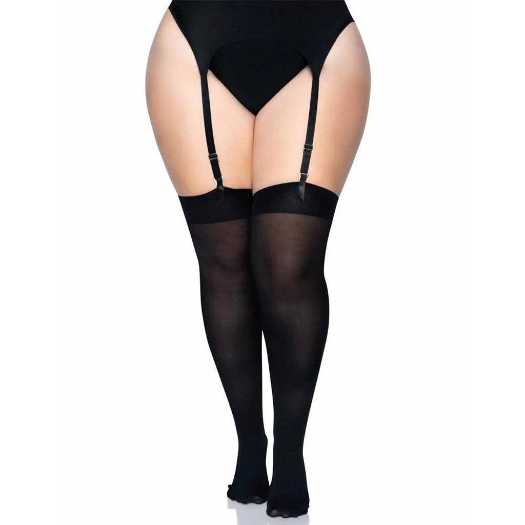 Leg Avenue Opaque Thigh-High Stockings Queen Size, Black