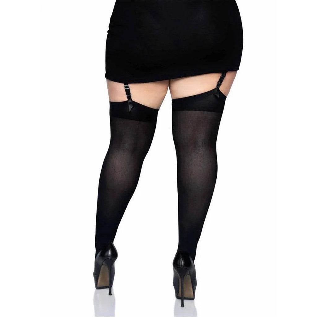 Leg Avenue Opaque Thigh-High Stockings Queen Size, Black