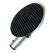 Load image into Gallery viewer, The Serving Tray Attachment For Scott Paul's Humiliator Gag, made of a round tray with a black rubber pad attached to a metal rod, is displayed against a blank background.