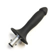Load image into Gallery viewer, The Dildo Attachment For Scott Paul's Humiliator Gag, made of matte black, semi-realistic silicone dildo attached to a metal rod, is displayed against a blank background.