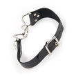 Load image into Gallery viewer, The Spider Gag is shown fromg the back against a blank background, displaying the gag's adjustable leather strap and lockable metal buckle.