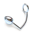 Load image into Gallery viewer, The Trailer Hitch Kingpin anal plug and cock ring is displayed against a blank background. It is a hooked rod with a tapered plug on one end and a ring on the other end.