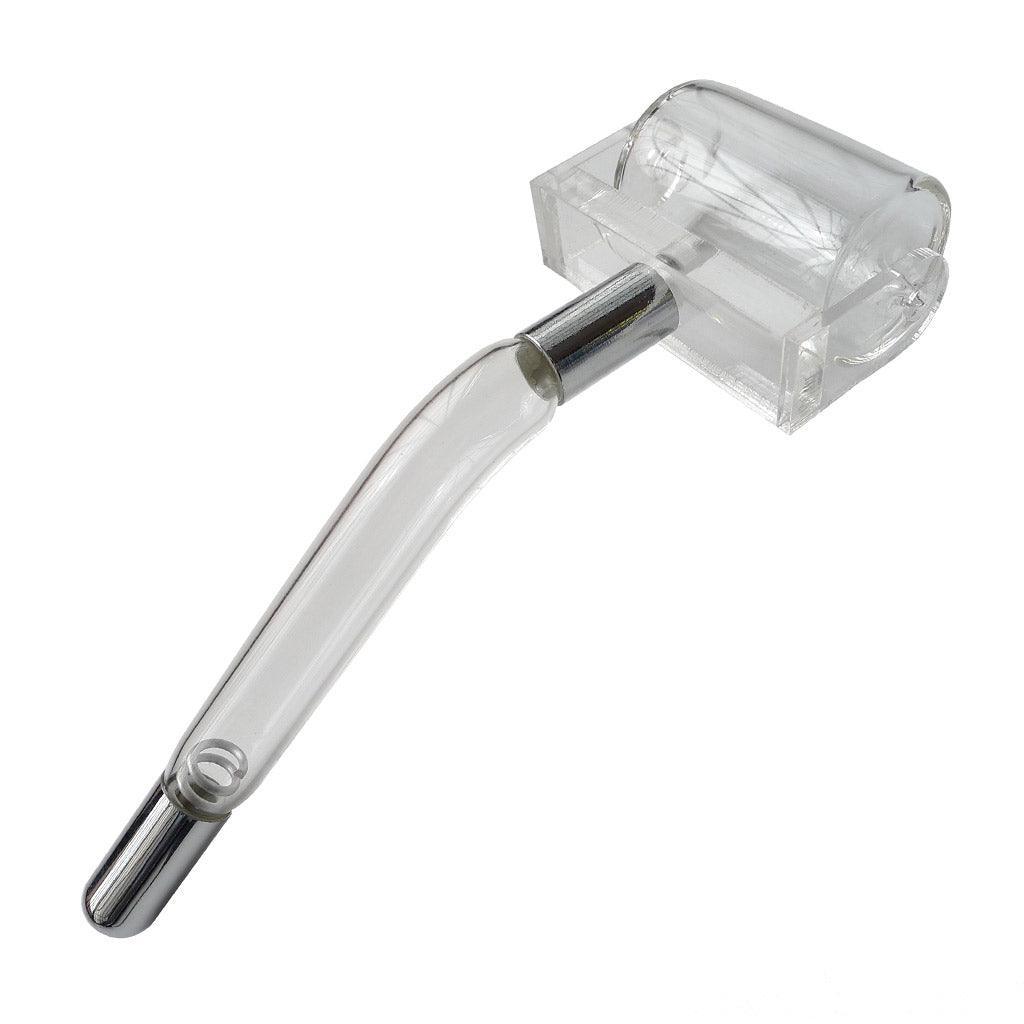 The KinkLab Roller Neon Wand Attachment is displayed against a blank background. It is a glass tube with a bracket at the top with a rolling drum set in it.