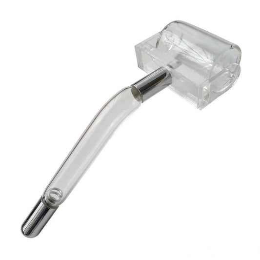 The KinkLab Roller Neon Wand Attachment is displayed against a blank background. It is a glass tube with a bracket at the top with a rolling drum set in it.