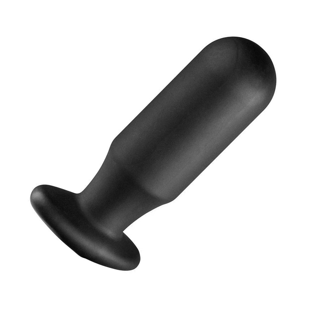 The Electrastim "Aura" Silicone Noir Multi-Purpose Probe is displayed against a blank background. It is a plug with a slightly thinner neck and wide base made of matte black silicone.