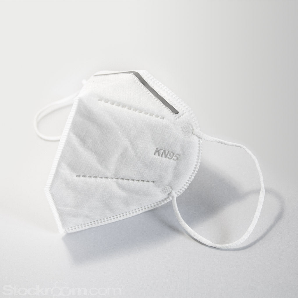 A white KN95 Respirator Mask is displayed against a blank background.