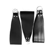 Load image into Gallery viewer, The three black leather stirrups with silver hardware are shown next to each other against a blank background.