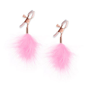 Bound Feather Nipple Clamps, Pink