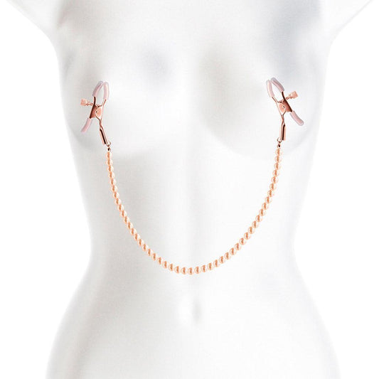 Bound Pearl Nipple Clamps, Rose Gold