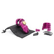 Load image into Gallery viewer, The full chastity kit for the pink CBX Chastity Cage Kit, including a pouch, the cage, three locking pins, four U-Rings of different sizes, and plastic locks.