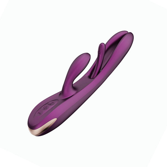 Purple model of the Terri Rabbit Vibrator, angled diagonally across a white background.