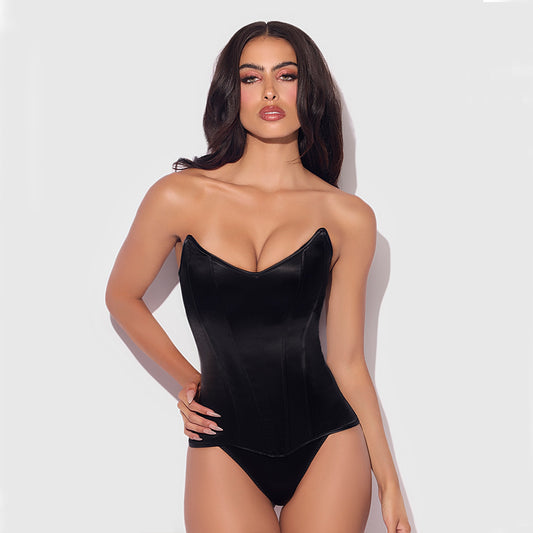 H.O.D. Juliet Satin Scoop Neck Corset-The stockroom