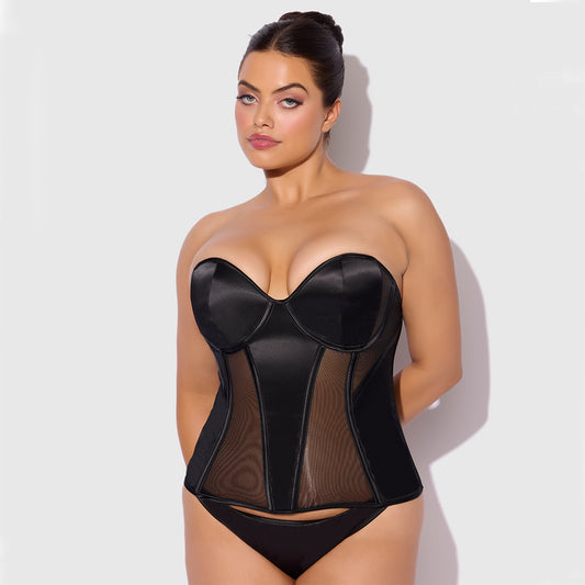 H.O.D. Juliet Satin and Mesh Underwire Corset-The stockroom