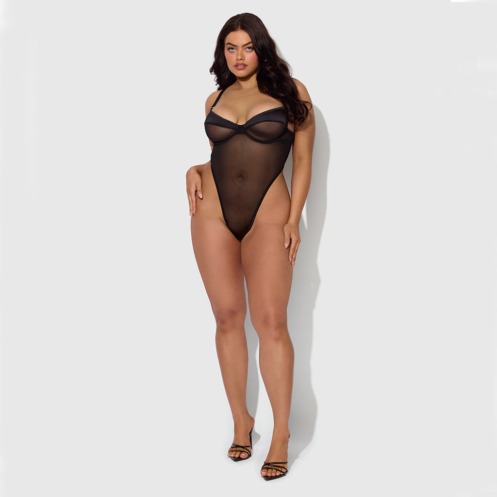 H.O.D. Raquel Mesh and Silky Micro Underwire Bodysuit-The stockroom