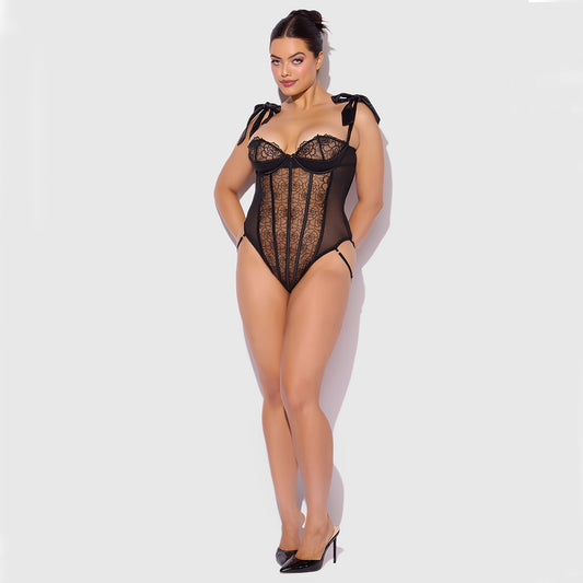 H.O.D. Rosalie Rouge Strappy Lace Teddy-The stockroom