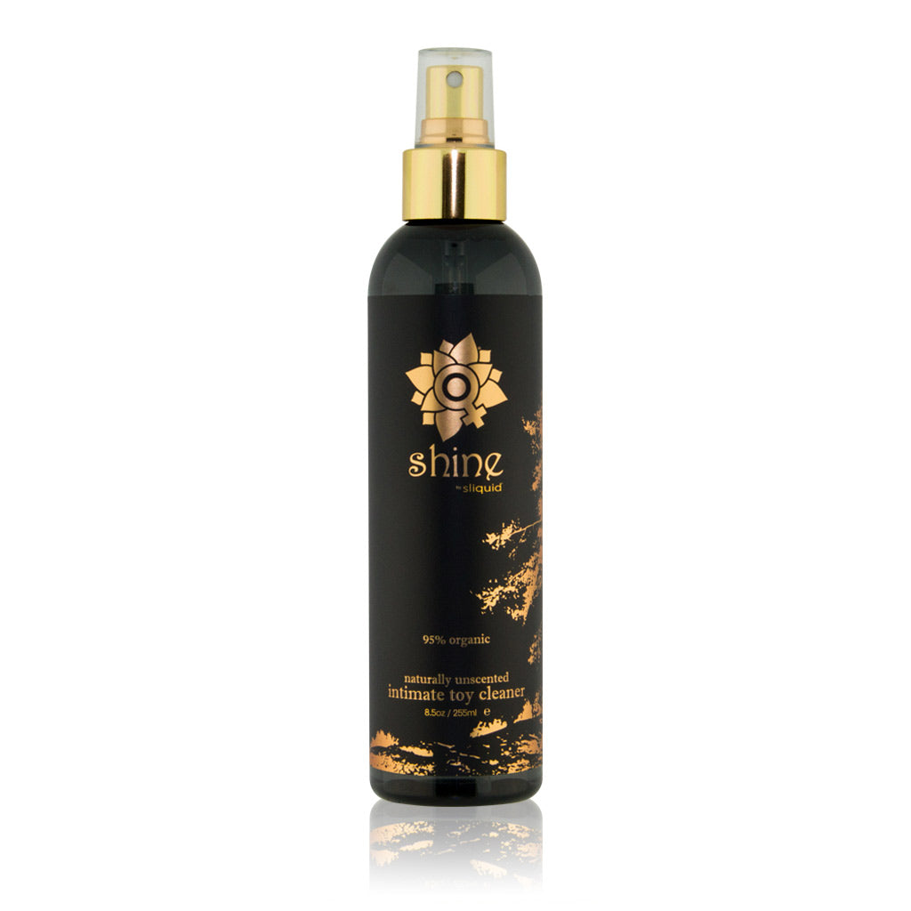 A bottle of Sliquid Shine Toy Cleaner, 8.5 oz is shown against a white background.