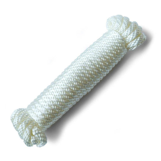 The 25-foot White Nylon Rope is shown coiled up against a blank background.