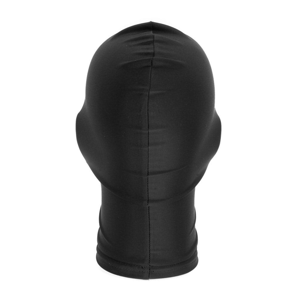 The Spandex Hood With Open Mouth And Eyes is displayed on a mannequin and shown from the side against a blank background.