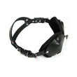 Load image into Gallery viewer, The Mistress Heather Leather Blindfold is displayed against a blank background.