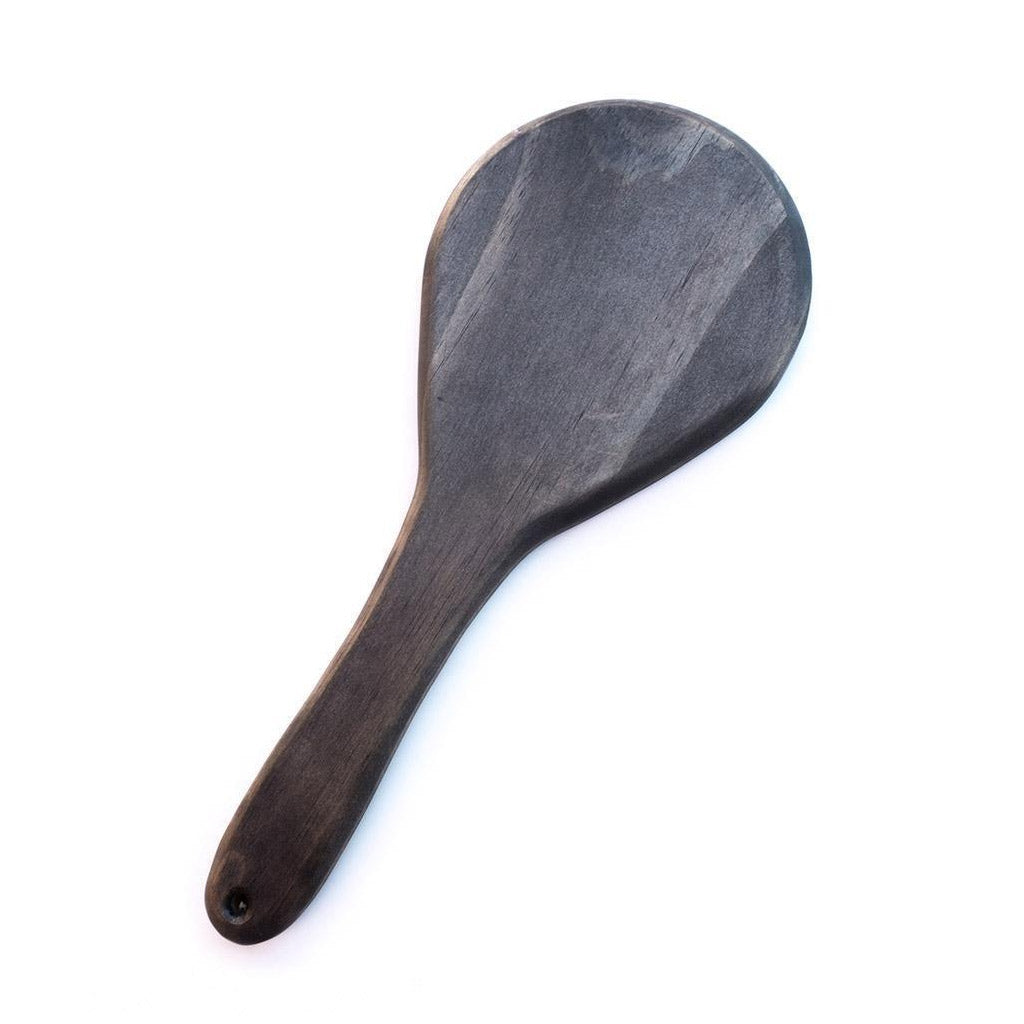 The Ebony Pine Peony Engraved Wooden Spanking Paddle is displayed against a blank background.