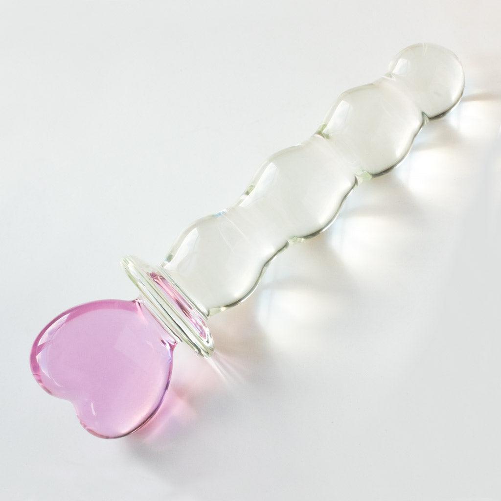 Pink Heart Glass Dildo-The Stockroom