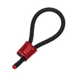 Load image into Gallery viewer, The red Electrastim Electraloop Prestige is displayed against a blank background. It is a black rubber cord formed into a loop with a red aluminum choke at the base.