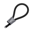 Load image into Gallery viewer, The silver Electrastim Electraloop Prestige is displayed against a blank background. It is a black rubber cord formed into a loop with a silver aluminum choke at the base.