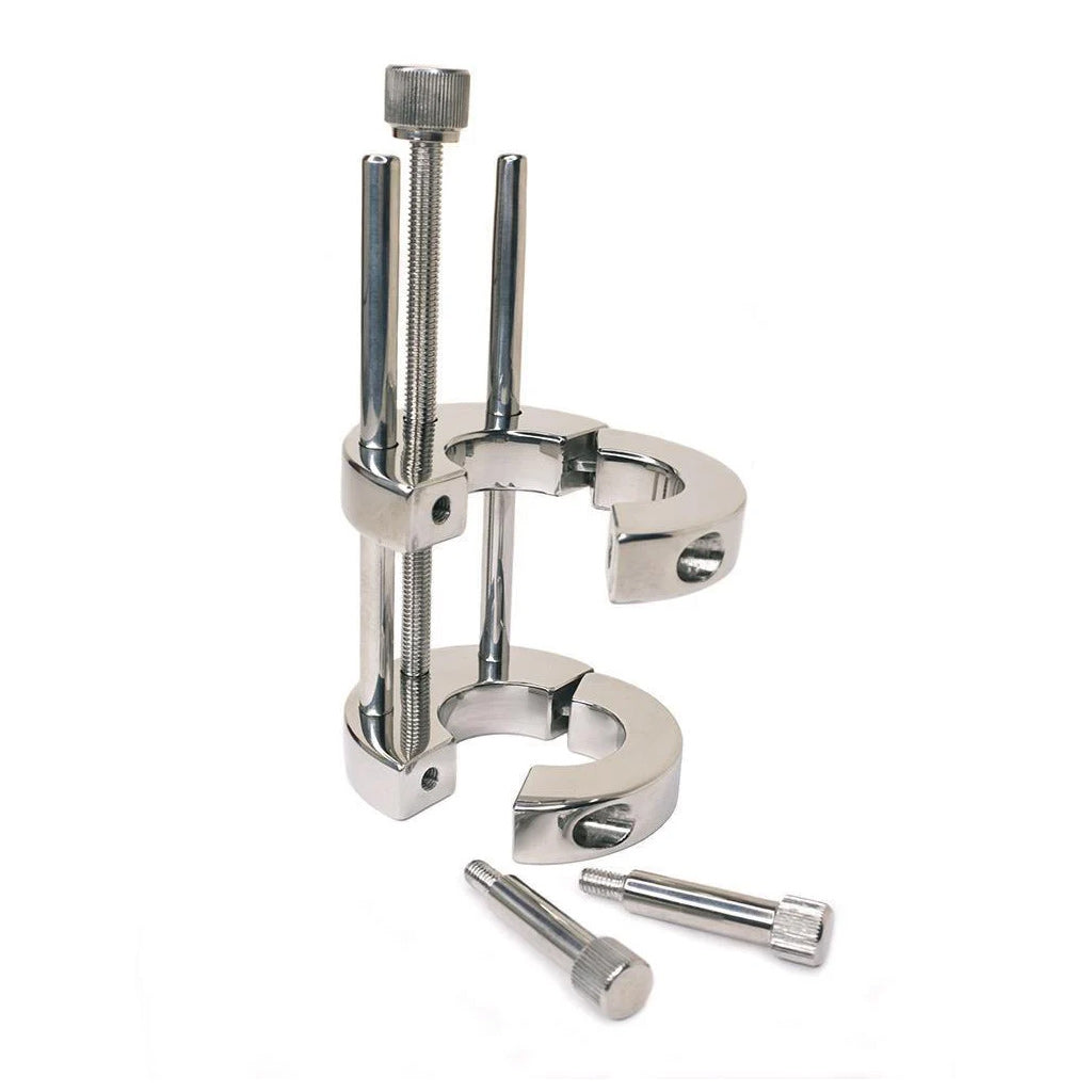 The Ze Extreme Double Stainless Steel Adjustable Ball Bruiser is shown disassembled against a blank background.