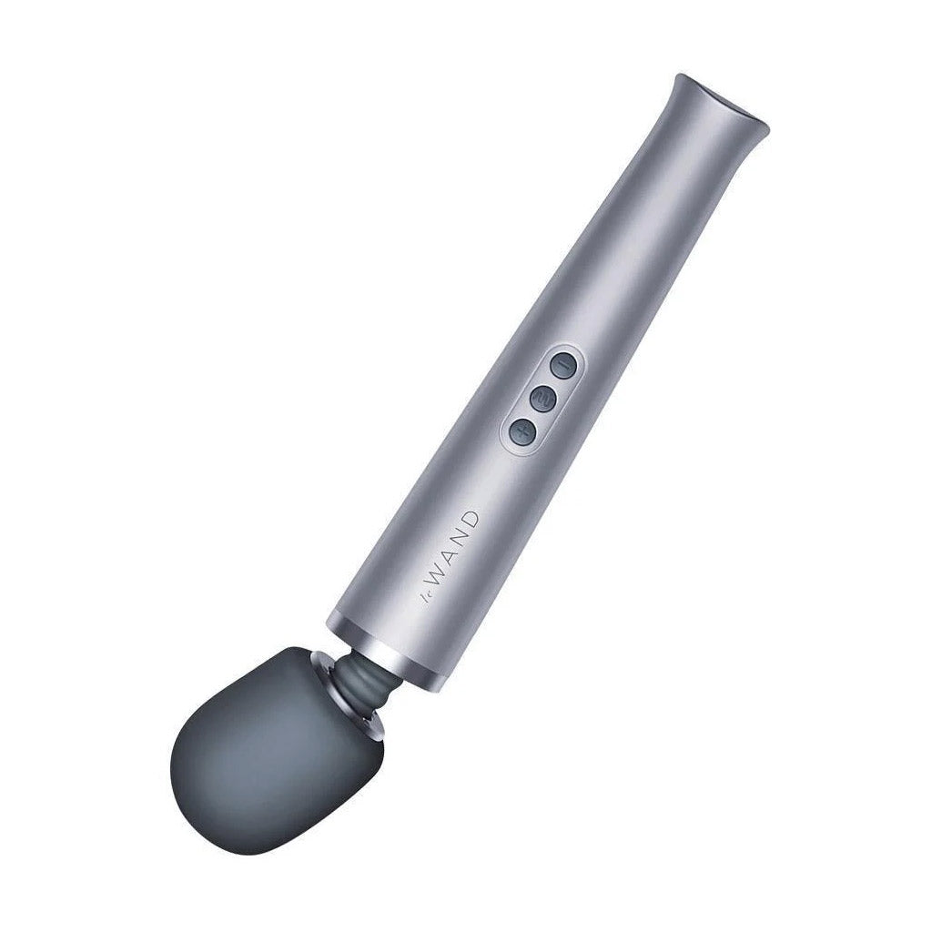 A Le Wand Rechargeable Vibrating Massager in Grey is shown against a blank background.