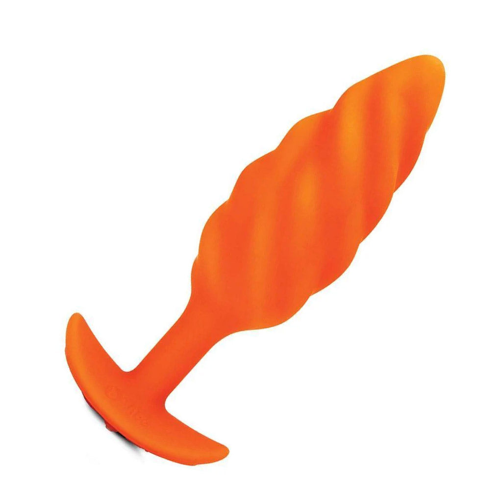 b-Vibe Texture Butt Plug Swirl, Orange, Medium-The Stockroom