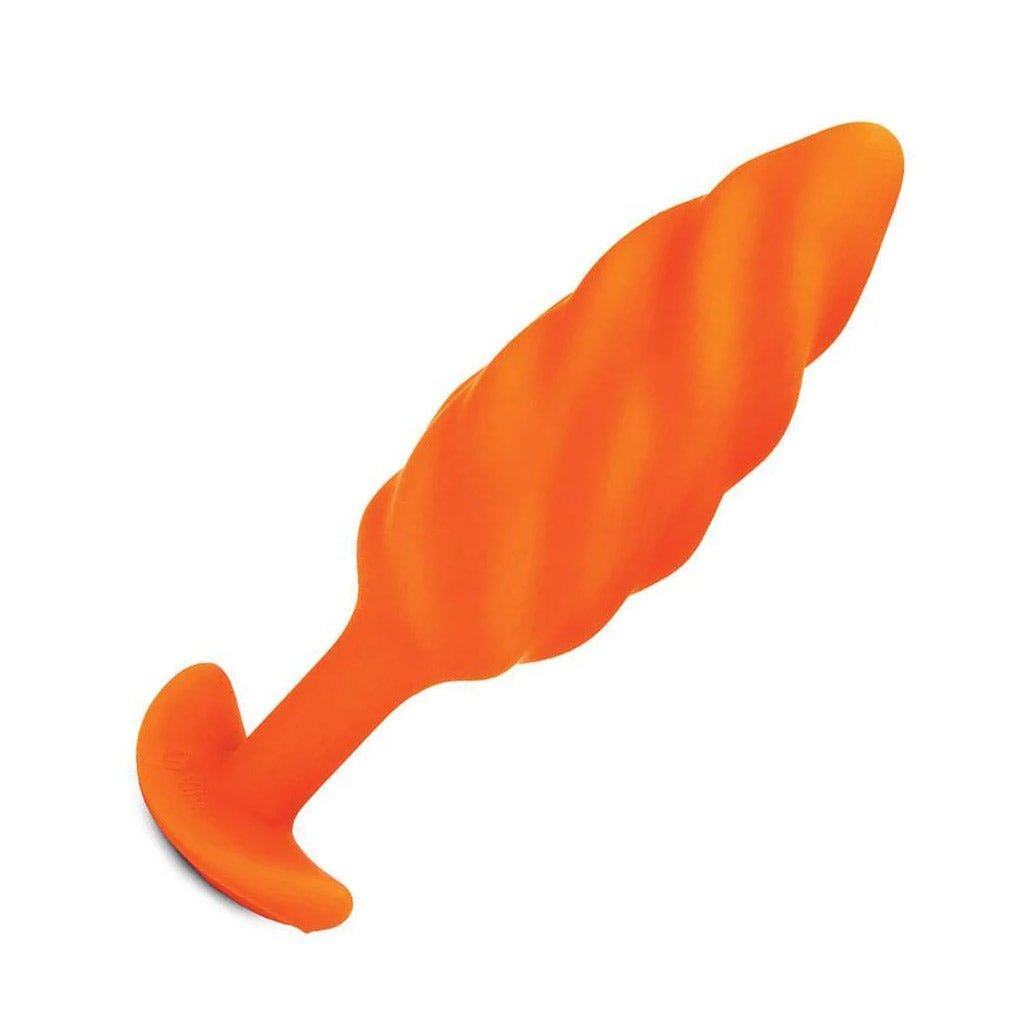 b-Vibe Texture Butt Plug Swirl, Orange, Medium-The Stockroom