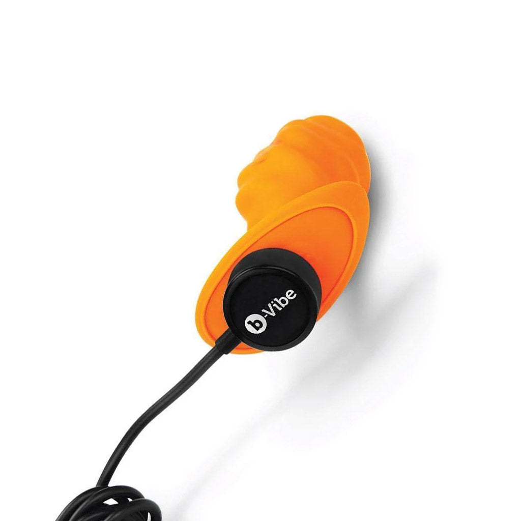 b-Vibe Texture Butt Plug Swirl, Orange, Medium-The Stockroom