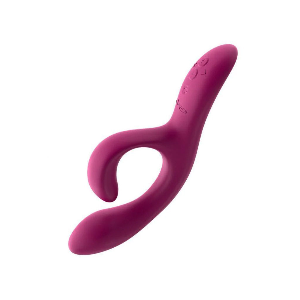 The We-Vibe Nova 2 Rabbit Vibrator is shown sideways against a blank background. Five buttons are visible on the handle of the toy.