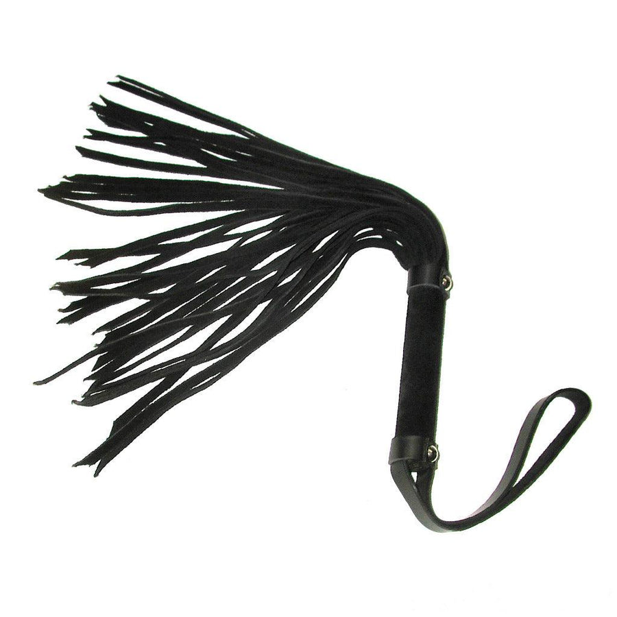 The 24" Basic Suede Flogger is shown against a blank background with its falls fanned out.