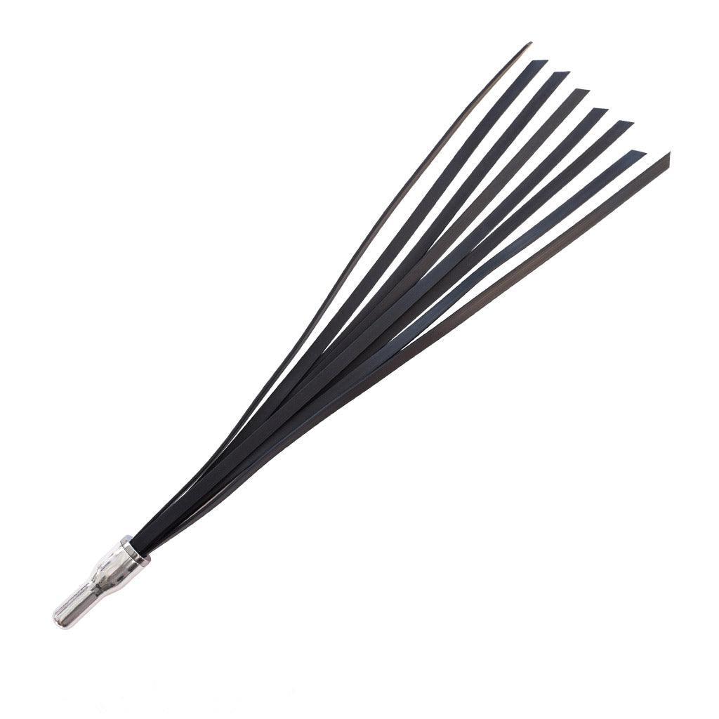The Kinklab Electro-Whip Neon Wand® Attachment is displayed against a blank background. The falls are thin pieces of matte black silicone. They are attached at the base to a silver metal plug that is inserted into the Neon Wand.