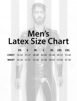 An image of the men's size chart for Syren Latex.