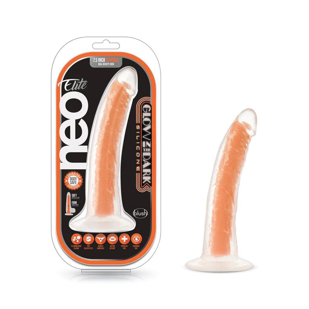 Neo Elite Glow in the Dark Realistic Silicone Dildo, 7.5"-The Stockroom