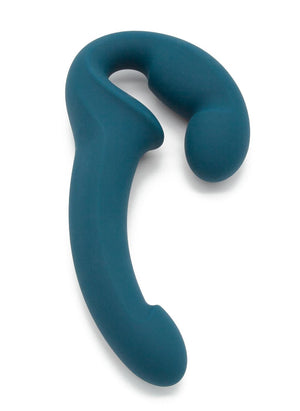 The Fun Factory Share Lite Double Dildo in Deep Sea Blue is shown against a blank background.