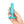 Load image into Gallery viewer, A hand with french-tip nails is shown holding up the smallest plug from the b-Vibe Anal Training &amp; Education Butt Plug Set in Aqua against a blank background.
