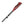 Load image into Gallery viewer, The Saffron Flogger is shown against a blank background. The falls of the flogger are red and black faux-leather. The handle of the flogger is smooth and black, and has a wrist loop attached to the end.
