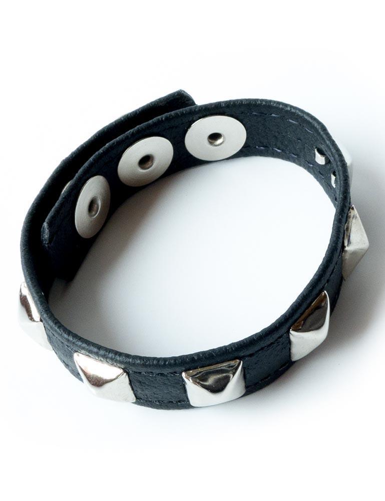 Leather Cock Ring w/ Pyramid Studs-The Stockroom