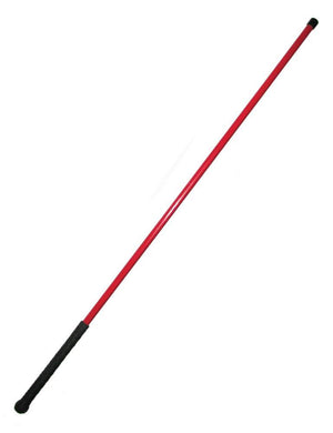 The Heavy Red Straight Fiberglass Cane with a black Rubber Handle is displayed against a blank background
