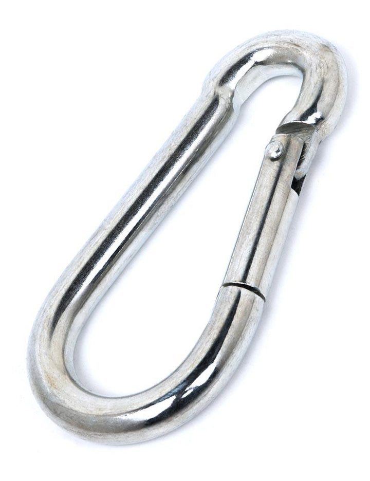 The Carabiner Snap Hook is displayed against a blank background. It is a basic carabiner in shiny silver.
