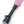 Load image into Gallery viewer, A close-up of the Pink Devil Leather Flogger By Dragontailz handle is displayed against a blank background, showing the silver ornamental cap on the end of the handle. 
