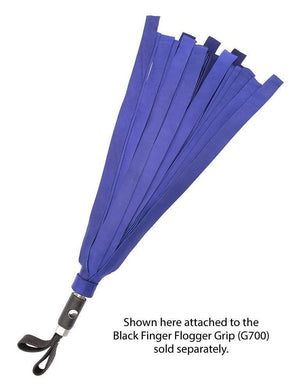 The purple Deer Leather Interchangeable Flogger Head is attached to the Black Finger Flogger Grip and displayed against a blank background.