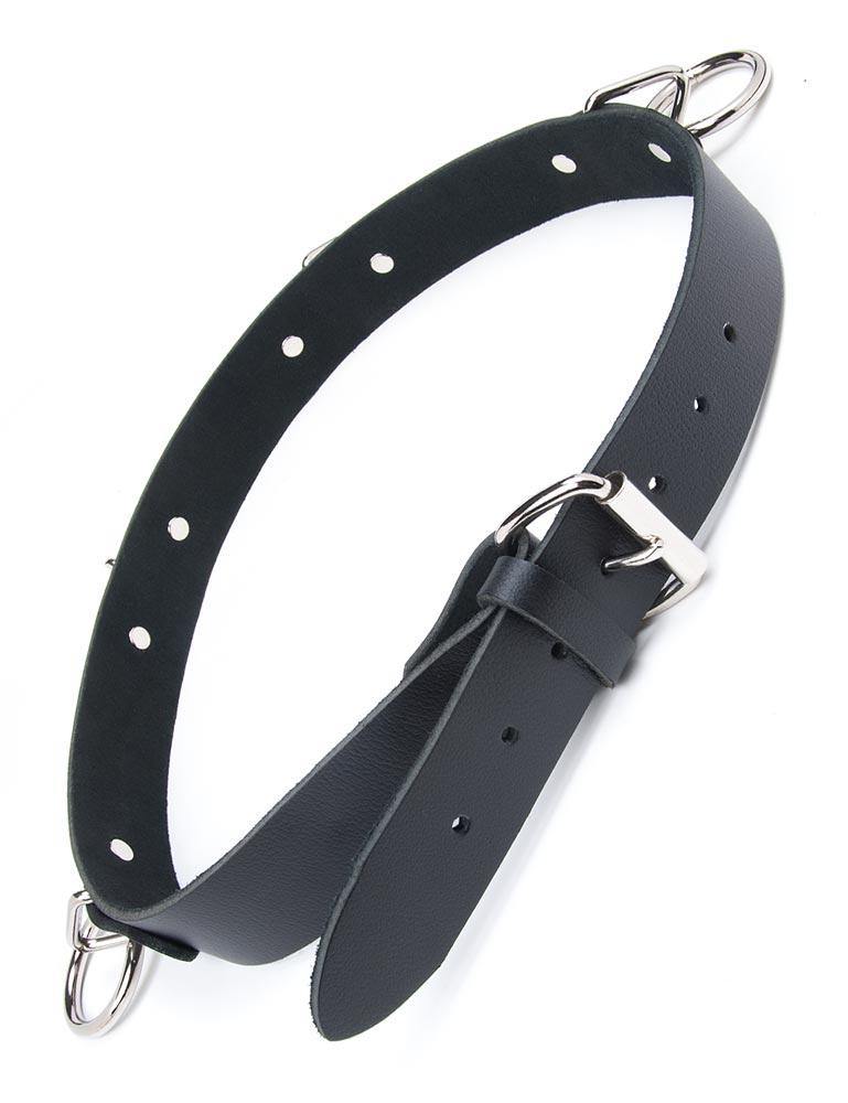 The back of the Punk Bondage Belt is displayed against a blank background, showing the adjustable strap and silver metal buckle.
