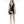 Load image into Gallery viewer, A brunette woman poses against a blank background wearing the Little V Latex Dress by Syren Latex in black, as well as black high heels.
