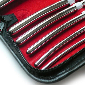 A close-up of the corner of the 8 Piece Hegar Urethral Sounds kit is displayed against a blank background.